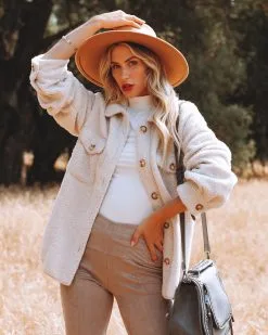 Baxter Pocketed Sherpa Jacket - Cream - FINAL SALE -clothes Sales baxterpocketedsherpajacketcream60