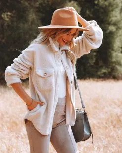 Baxter Pocketed Sherpa Jacket - Cream - FINAL SALE -clothes Sales baxterpocketedsherpajacketcream66