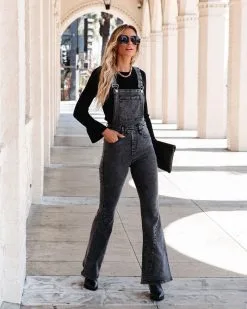 Brady Bell Bottom Pocketed Overalls - Washed Black - FINAL SALE 12 Brady Bell Bottom Pocketed Overalls - Washed Black - FINAL SALE -clothes Sales bradybellbottompocketedoverallswashedblack73