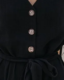 Brandy Linen Blend Pocketed Jumpsuit - Black - FINAL SALE 14 Brandy Linen Blend Pocketed Jumpsuit - Black - FINAL SALE -clothes Sales brandylinenblendpocketedjumpsuitblack34