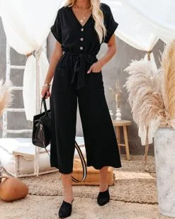Brandy Linen Blend Pocketed Jumpsuit - Black - FINAL SALE 19 Brandy Linen Blend Pocketed Jumpsuit - Black - FINAL SALE -clothes Sales brandylinenblendpocketedjumpsuitblack44