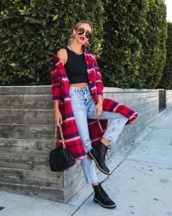 Breezy Septembers Pocketed Plaid Button Down Coat - FINAL SALE -clothes Sales breezyseptemberspocketedplaidbuttondowncoat112