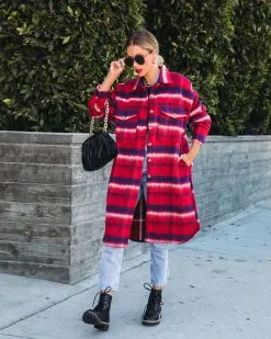 Breezy Septembers Pocketed Plaid Button Down Coat - FINAL SALE -clothes Sales breezyseptemberspocketedplaidbuttondowncoat20