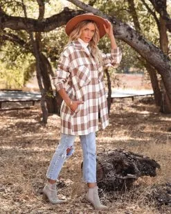 Bridgeview Pocketed Plaid Coat - Mocha - FINAL SALE -clothes Sales bridgeviewpocketedplaidcoatmocha12