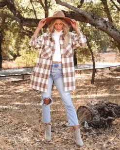 Bridgeview Pocketed Plaid Coat - Mocha - FINAL SALE -clothes Sales bridgeviewpocketedplaidcoatmocha28