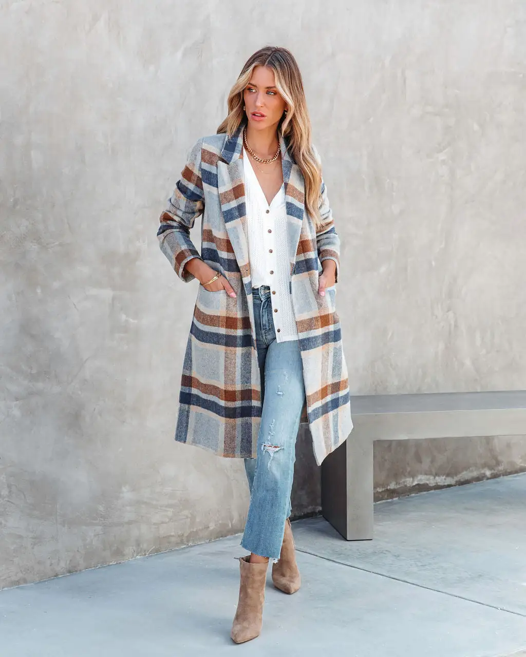 Brisk Rain Strolls Pocketed Plaid Coat - FINAL SALE 3 Brisk Rain Strolls Pocketed Plaid Coat - FINAL SALE - Image 3