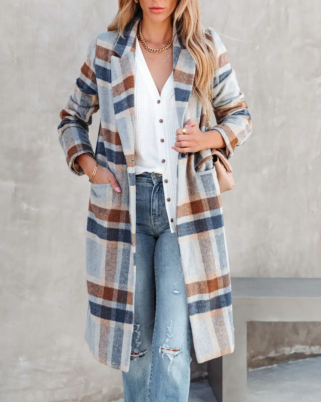 Brisk Rain Strolls Pocketed Plaid Coat - FINAL SALE 5 Brisk Rain Strolls Pocketed Plaid Coat - FINAL SALE - Image 5