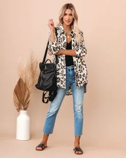Burrage Pocketed Leopard Knit Shacket - FINAL SALE