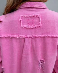 Butler Cotton Distressed Shacket - Pink - FINAL SALE 12 Butler Cotton Distressed Shacket - Pink - FINAL SALE -clothes Sales butlercottondistressedshacketpink103