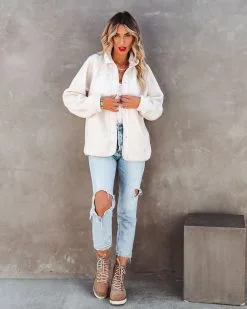 Cabin Pocketed Fleece Jacket - Ivory - FINAL SALE -clothes Sales cabinpocketedfleecejacketivory1