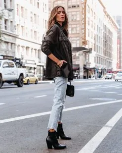 Can't Hardly Wait Coated Pocketed Shacket - Black - FINAL SALE -clothes Sales canthardlywaitcoatedpocketedshacketblack 36