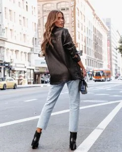 Can't Hardly Wait Coated Pocketed Shacket - Black - FINAL SALE -clothes Sales canthardlywaitcoatedpocketedshacketblack 45