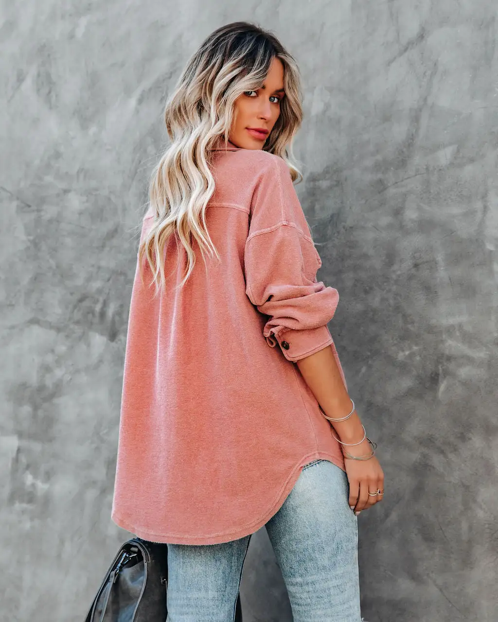 Carrara Cotton Blend Pocketed Shacket - Dry Rose 2 Carrara Cotton Blend Pocketed Shacket - Dry Rose - Image 2