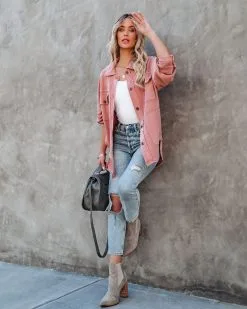 Carrara Cotton Blend Pocketed Shacket - Dry Rose 18 Carrara Cotton Blend Pocketed Shacket - Dry Rose -clothes Sales carraracottonblendpocketedshacketdryrose18