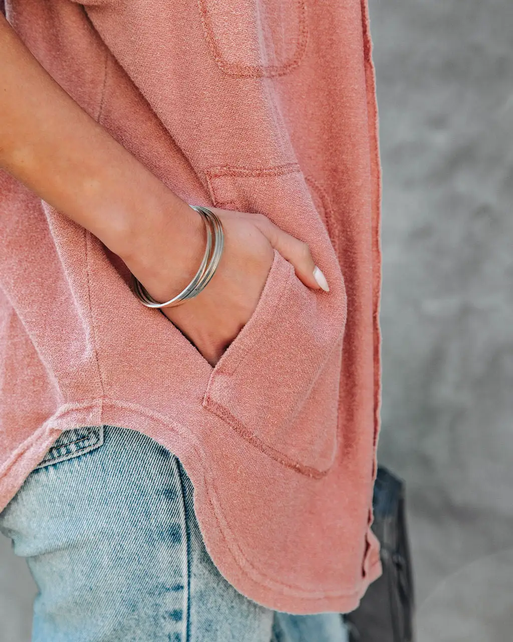 Carrara Cotton Blend Pocketed Shacket - Dry Rose 4 Carrara Cotton Blend Pocketed Shacket - Dry Rose - Image 4