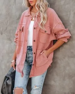 Carrara Cotton Blend Pocketed Shacket - Dry Rose 15 Carrara Cotton Blend Pocketed Shacket - Dry Rose -clothes Sales carraracottonblendpocketedshacketdryrose22