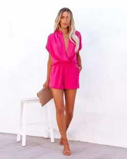 Chicka Pocketed Romper - Pink - FINAL SALE -clothes Sales chickapocketedromperpink416