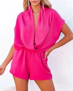 Chicka Pocketed Romper - Pink - FINAL SALE -clothes Sales chickapocketedromperpink453