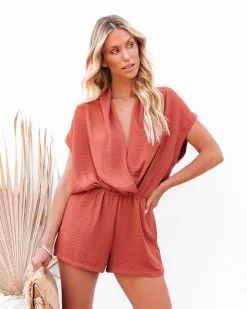 Chicka Pocketed Romper - Rust - FINAL SALE 13 Chicka Pocketed Romper - Rust - FINAL SALE -clothes Sales chickapocketedromperrust108