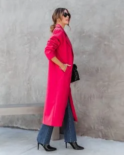 City Night Vibes Pocketed Coat - Fuchsia - FINAL SALE -clothes Sales citynightsvibespocketedcoatred30