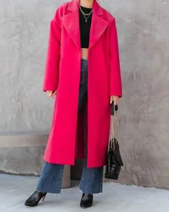 City Night Vibes Pocketed Coat - Fuchsia - FINAL SALE -clothes Sales citynightsvibespocketedcoatred78