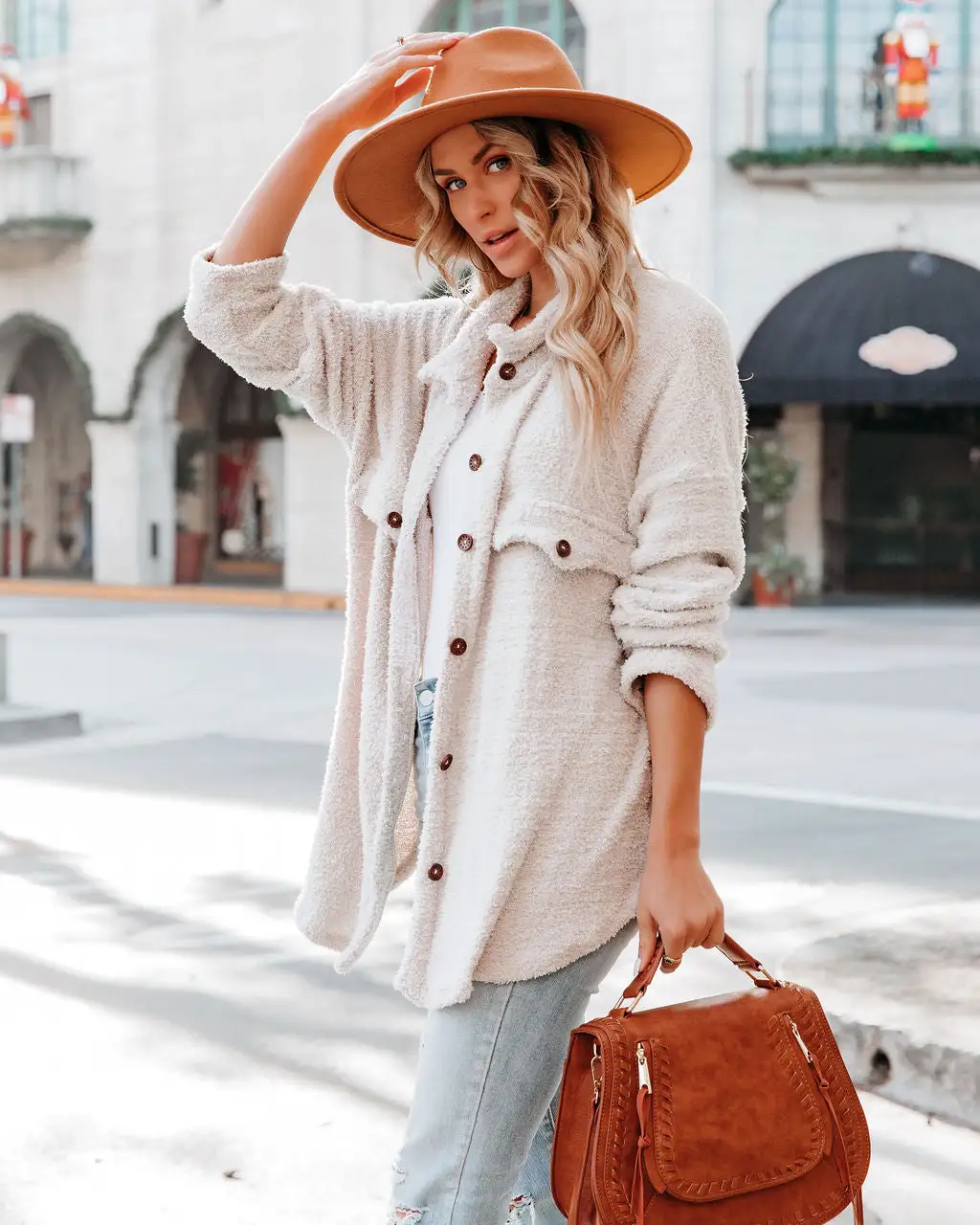 Companion Fuzzy Knit Shacket - Light Grey - FINAL SALE 1 Companion Fuzzy Knit Shacket - Light Grey - FINAL SALE