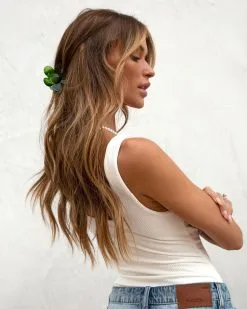 Daisy Flower Clip Set - Green/Brown/Cream -clothes Sales daisyflowerclipsetgreenrbrowncream 12