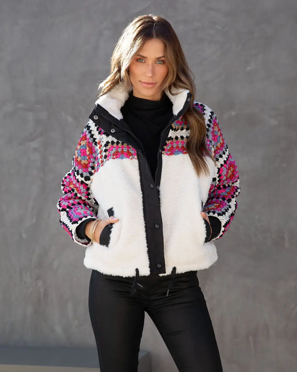 Blank NYC - Desert Chill Crochet Sherpa Pocketed Jacket - FINAL SALE 5 Blank NYC - Desert Chill Crochet Sherpa Pocketed Jacket - FINAL SALE - Image 5