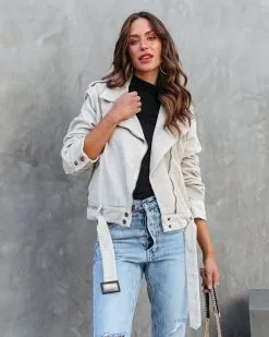 Double Win Pocketed Corduroy Moto Jacket - Beige - FINAL SALE -clothes Sales doublewinpocketedcorduroymotojacketbeige 67