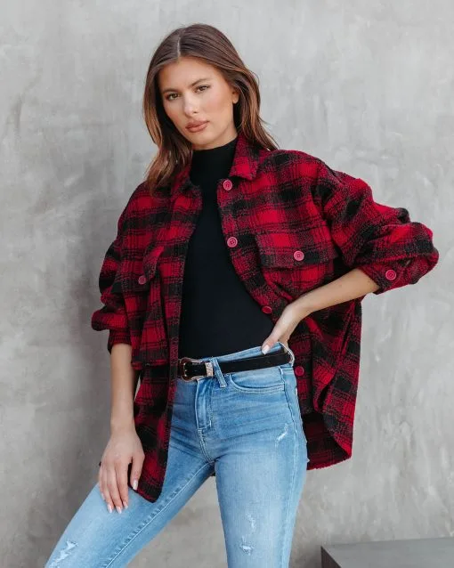 Doug Pocketed Plaid Teddy Jacket - FINAL SALE -clothes Sales dougpocketedplaidteddyjacket262
