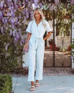 Dumbo Cotton Pocketed Denim Jumpsuit - Light Blue - FINAL SALE