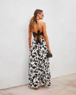 Emani Cotton Floral Pocketed Wide Leg Jumpsuit - Black/White -clothes Sales emanicottonfloralpocketedwidelegjumpsuitblackwhite9661