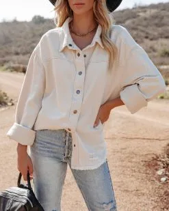 Ethen Cotton Distressed Shacket - Ecru - FINAL SALE -clothes Sales ethandistressedshacketecru31