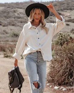 Ethen Cotton Distressed Shacket - Ecru - FINAL SALE -clothes Sales ethandistressedshacketecru38