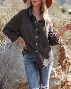 Ethen Cotton Distressed Shacket - Charcoal - FINAL SALE -clothes Sales ethencottondistressedshacketcharcoal33