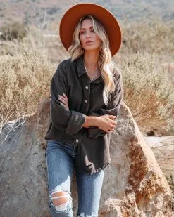 Ethen Cotton Distressed Shacket - Charcoal - FINAL SALE -clothes Sales ethencottondistressedshacketcharcoal39