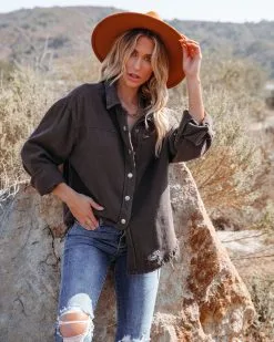 Ethen Cotton Distressed Shacket - Charcoal - FINAL SALE -clothes Sales ethencottondistressedshacketcharcoal45