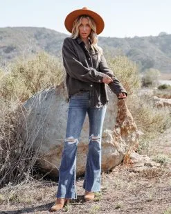 Ethen Cotton Distressed Shacket - Charcoal - FINAL SALE -clothes Sales ethencottondistressedshacketcharcoal6