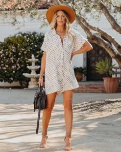 Eviana Cotton Pocketed Polka Dot Romper - Cream - FINAL SALE 15 Eviana Cotton Pocketed Polka Dot Romper - Cream - FINAL SALE -clothes Sales evianacottonpocketedpolkadotrompercream5