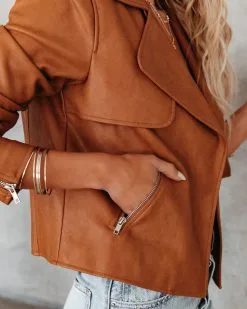 Fargo Pocketed Faux Leather Moto Jacket - Camel - FINAL SALE -clothes Sales fargopocketedfauxleathermotojacketcamel32