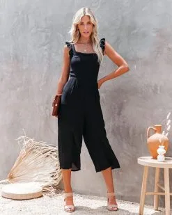 Fashion Faithful Pocketed Ruffle Tie Back Jumpsuit - Black - FINAL SALE 14 Fashion Faithful Pocketed Ruffle Tie Back Jumpsuit - Black - FINAL SALE -clothes Sales fashionfaithfulpocketedruffletiebackjumpsuitblack4