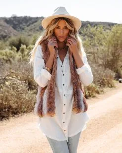 Faux Fur Pocketed Parker Vest - FINAL SALE -clothes Sales fauxfurpocketedparkervest38