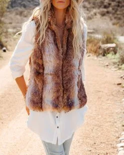 Faux Fur Pocketed Parker Vest - FINAL SALE -clothes Sales fauxfurpocketedparkervest42