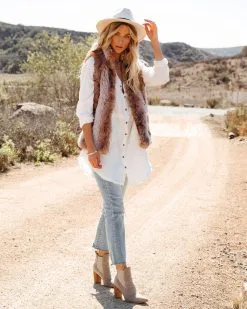 Faux Fur Pocketed Parker Vest - FINAL SALE -clothes Sales fauxfurpocketedparkervest52