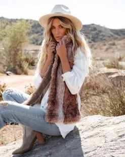 Faux Fur Pocketed Parker Vest - FINAL SALE -clothes Sales fauxfurpocketedparkervest56