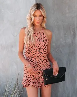 Flintstone Backless Ruffle Romper - Light Cinnamon - FINAL SALE