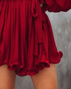 Found Love Pleated Romper - Wine - FINAL SALE -clothes Sales foundlovepleatedromperwine41