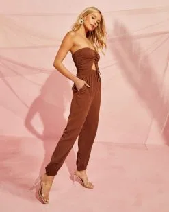 Francine Pocketed Strapless Cutout Jumpsuit - Chocolate 12 Francine Pocketed Strapless Cutout Jumpsuit - Chocolate -clothes Sales francinepocketedstraplesscutoutjumpsuitchocolate56