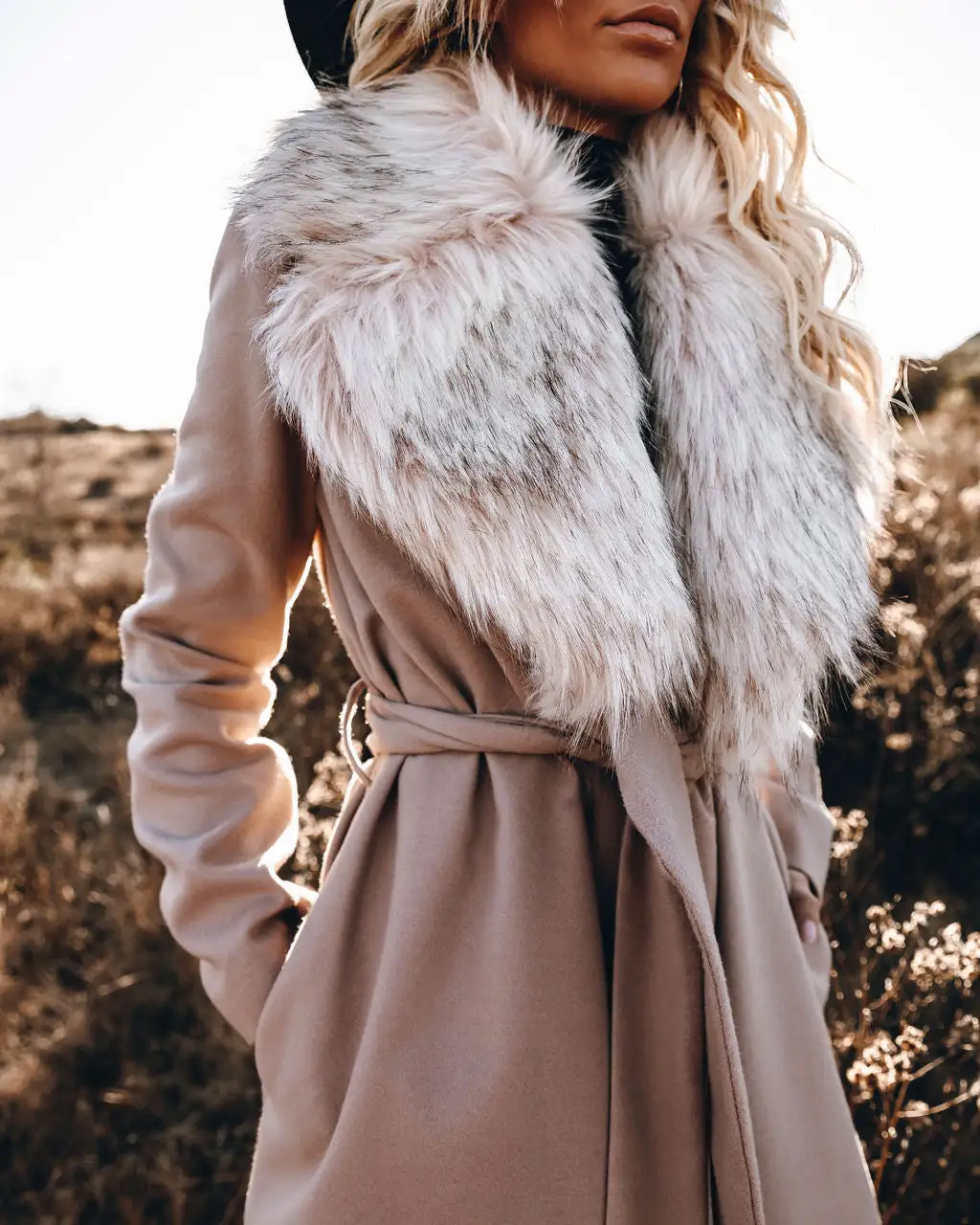 Frederica Pocketed Faux Fur Collar Coat 2 Frederica Pocketed Faux Fur Collar Coat - Image 2