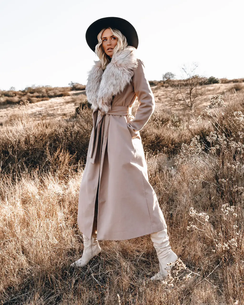 Frederica Pocketed Faux Fur Collar Coat 1 Frederica Pocketed Faux Fur Collar Coat